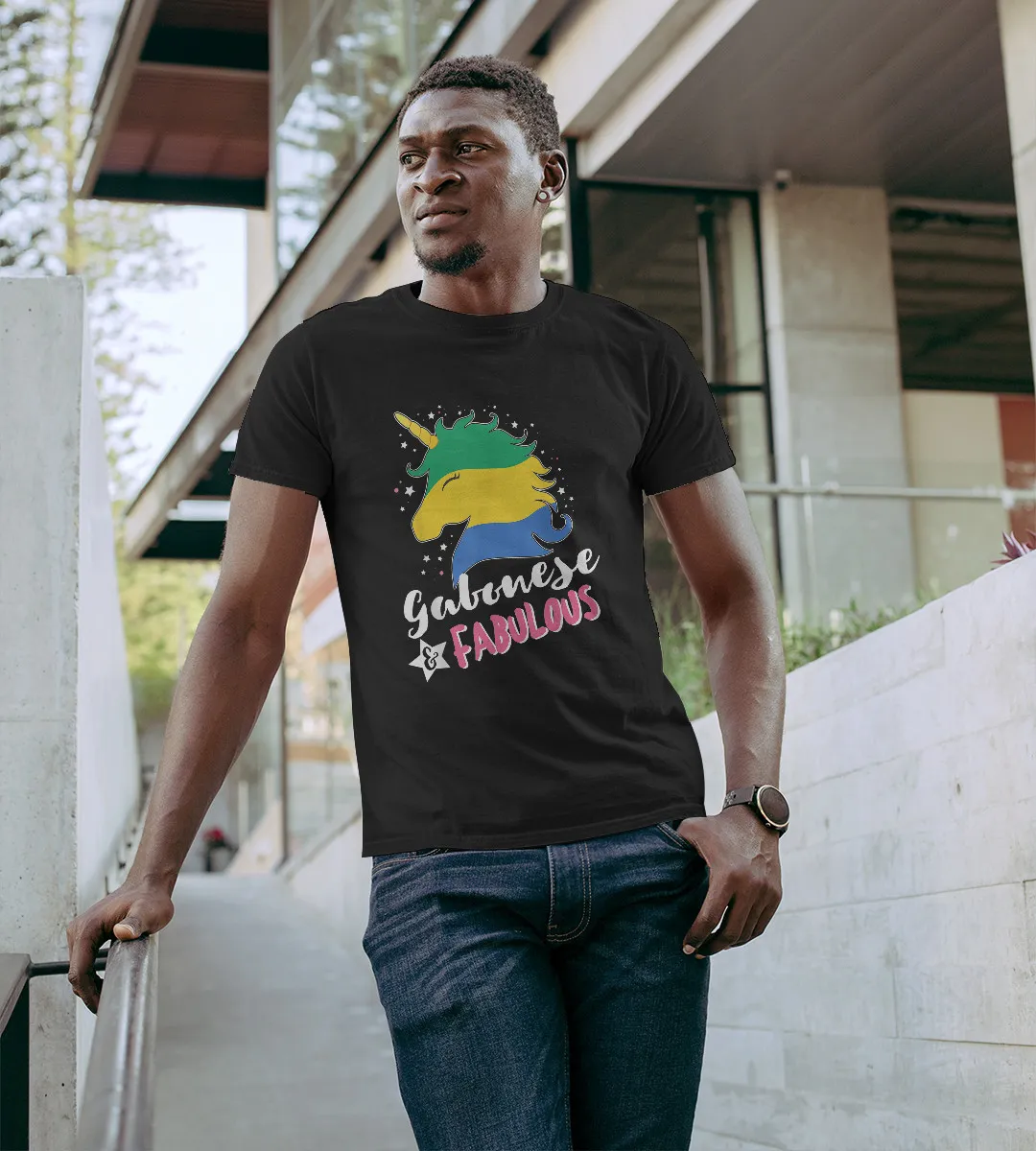 1sttheworld T-Shirt - Gabonese Unicorn Flag T-Shirt Black A35