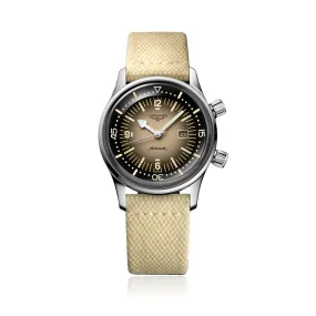 36MM LONGINES LEGEND DIVER AUTOMATIC WATCH, BLACK AND TAN CASE