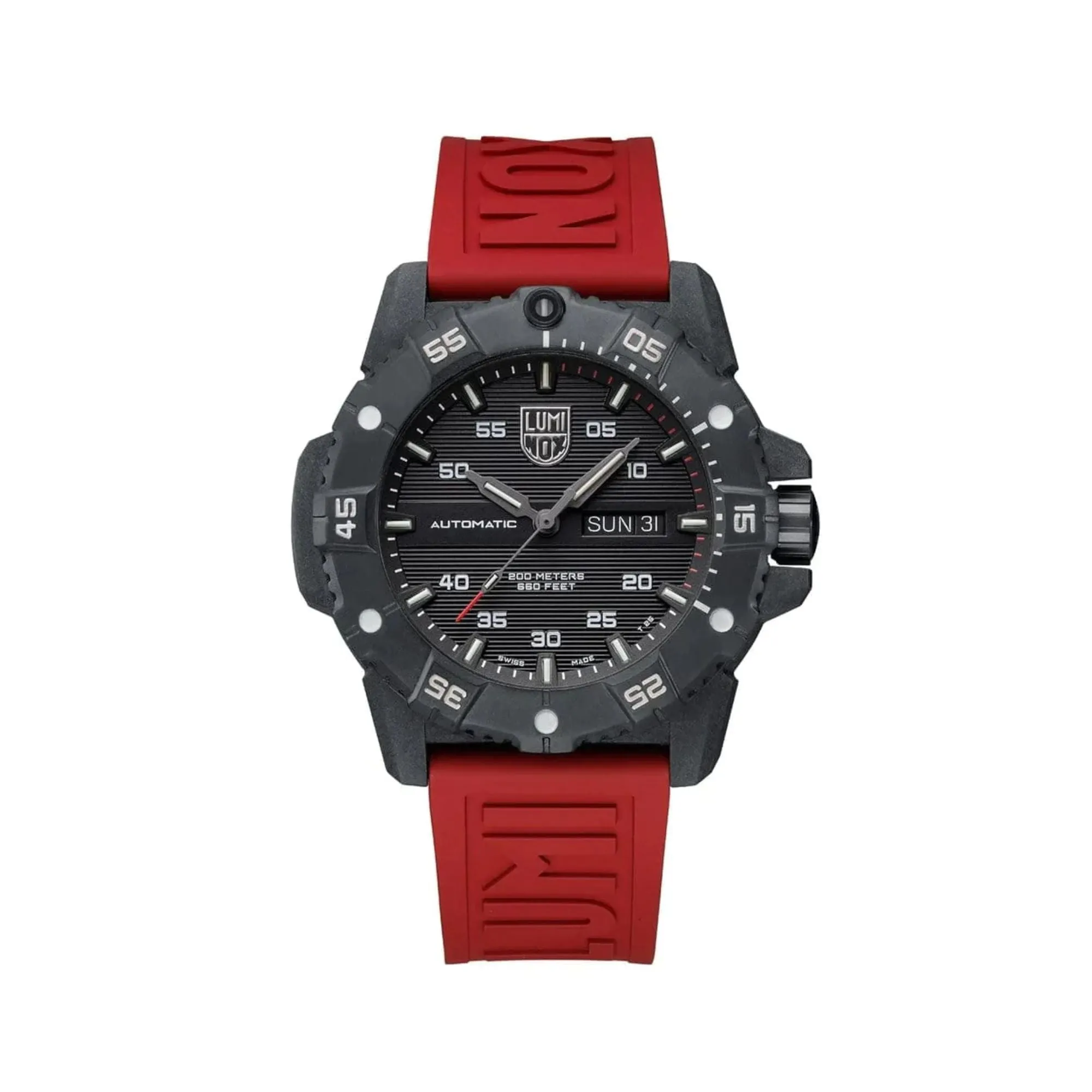 45MM LUMINOX MASTER CARBON SEAL AUTOMATIC WATCH BLACK CARBONOX CASE WITH BLACK DAY-DATE DIAL