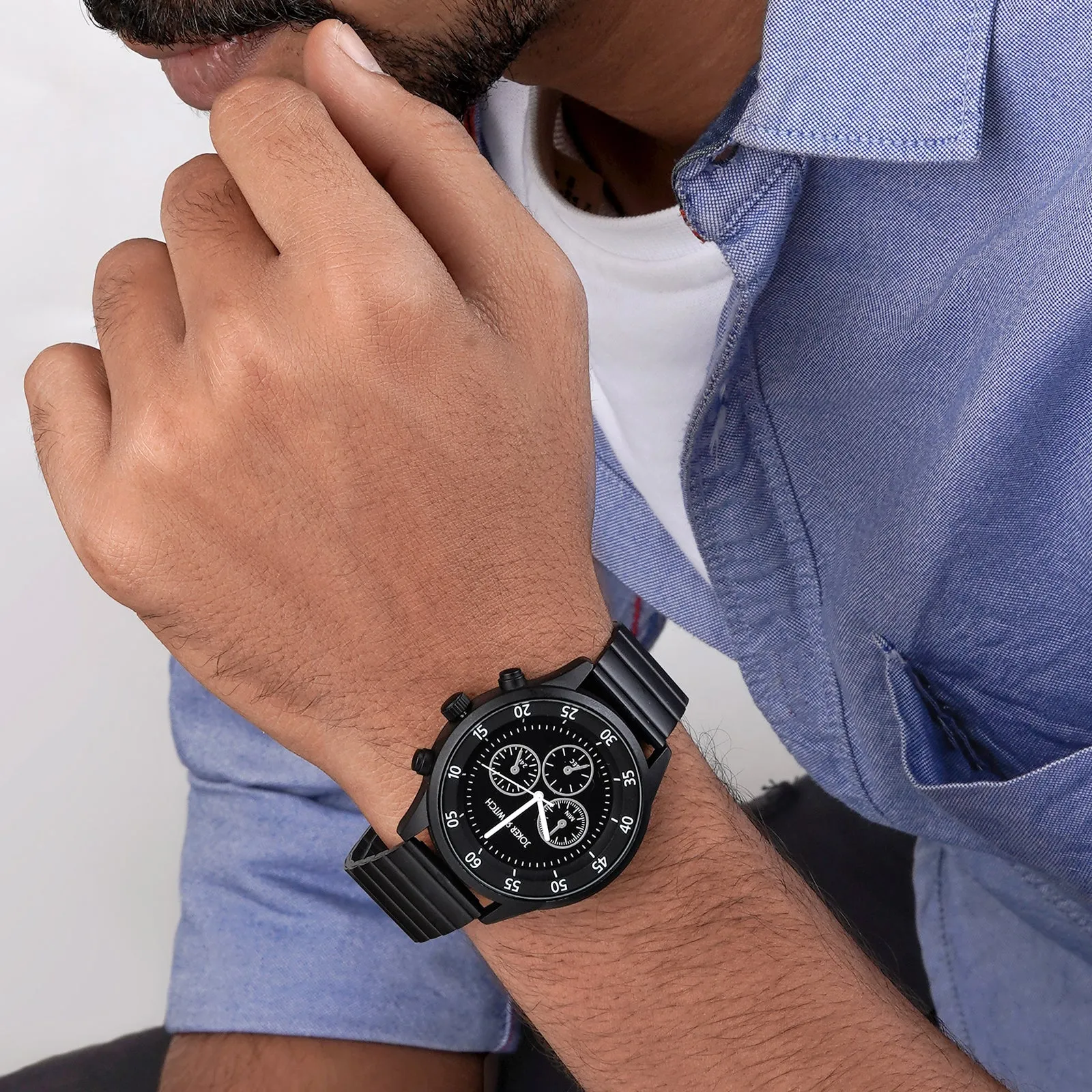 Ajax All Black Metallic Strap Watch