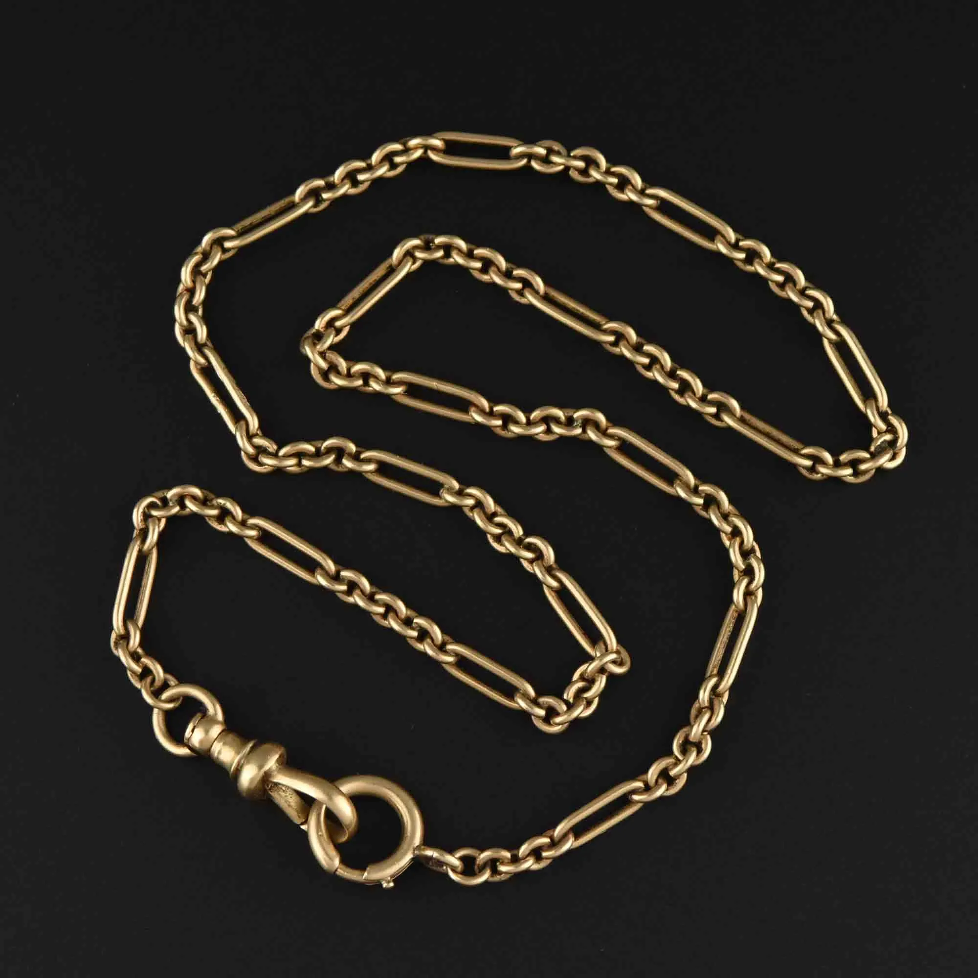 Antique 14K Gold Fancy Link Pocket Watch Chain Necklace