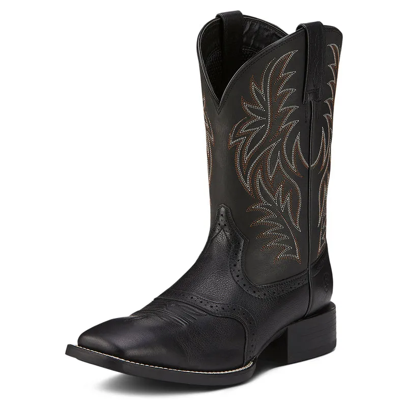 'Ariat' Men's 11 Sport Western Square Toe - Black Deertan