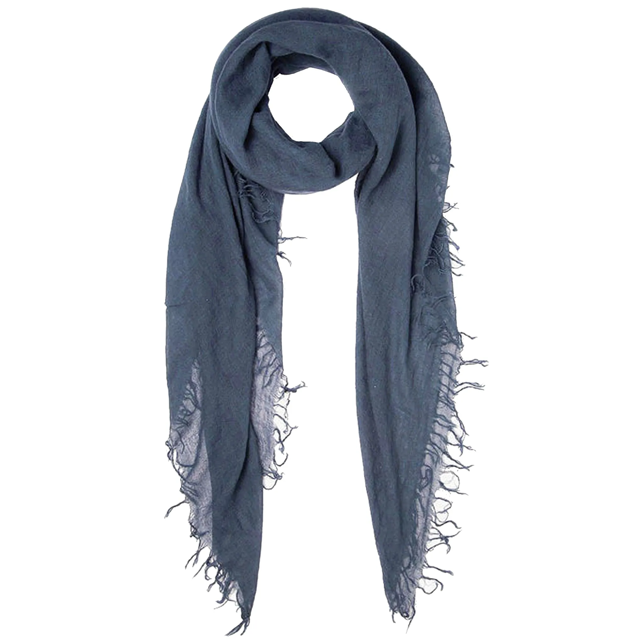 Chan Luu Cashmere and Silk Solid Scarf in Indigo Blue