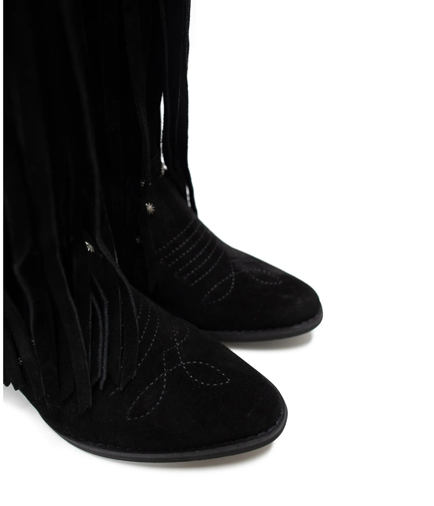 Destry Studded Fringe Boot in Black