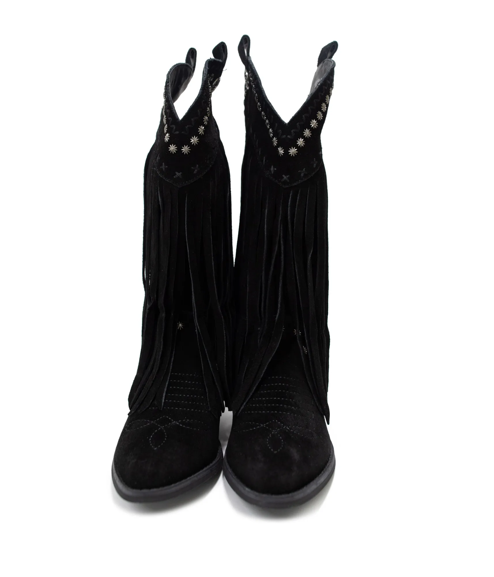 Destry Studded Fringe Boot in Black