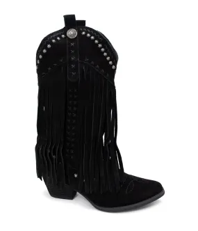 Destry Studded Fringe Boot in Black