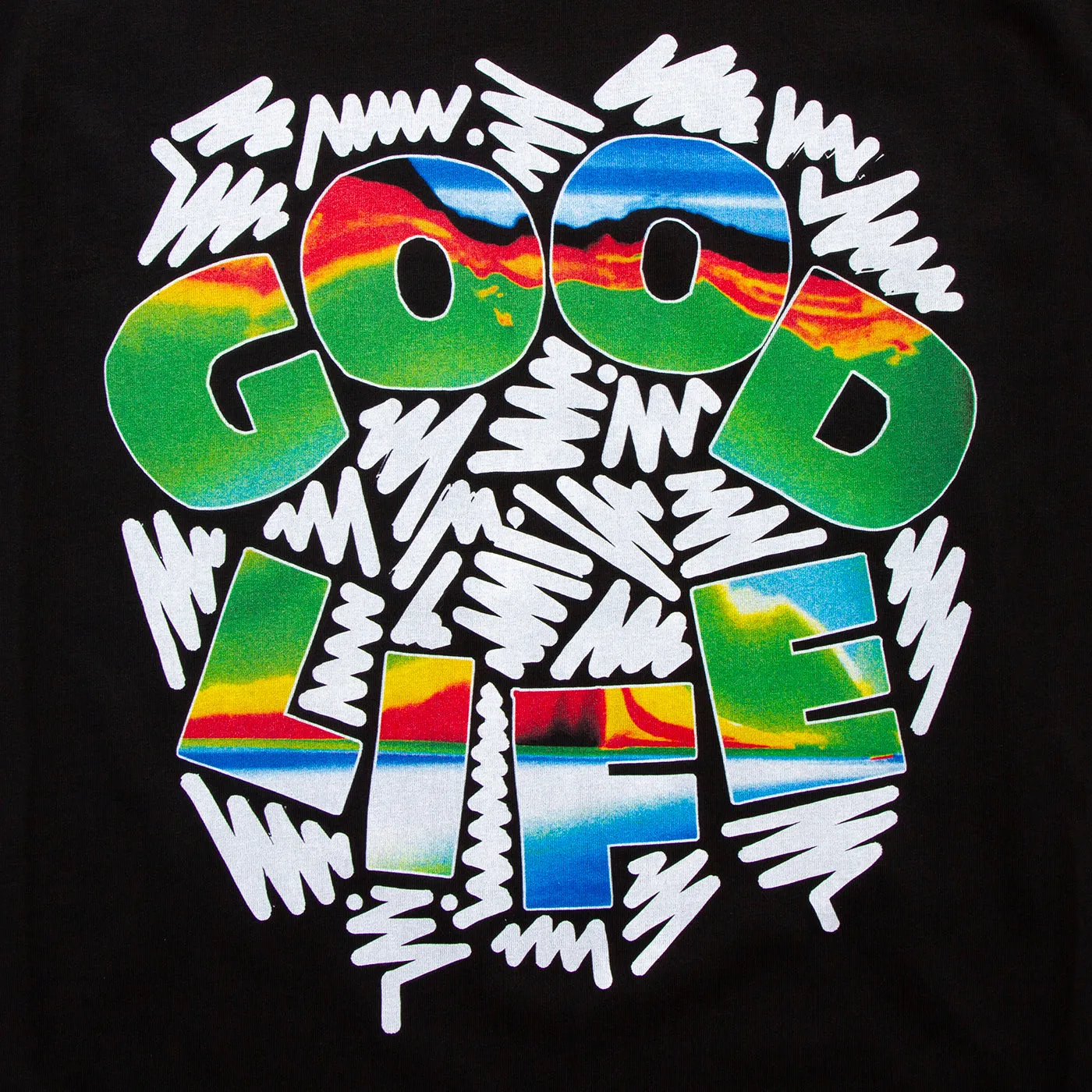 Doodle Good Life Front Print - Tshirt - Black