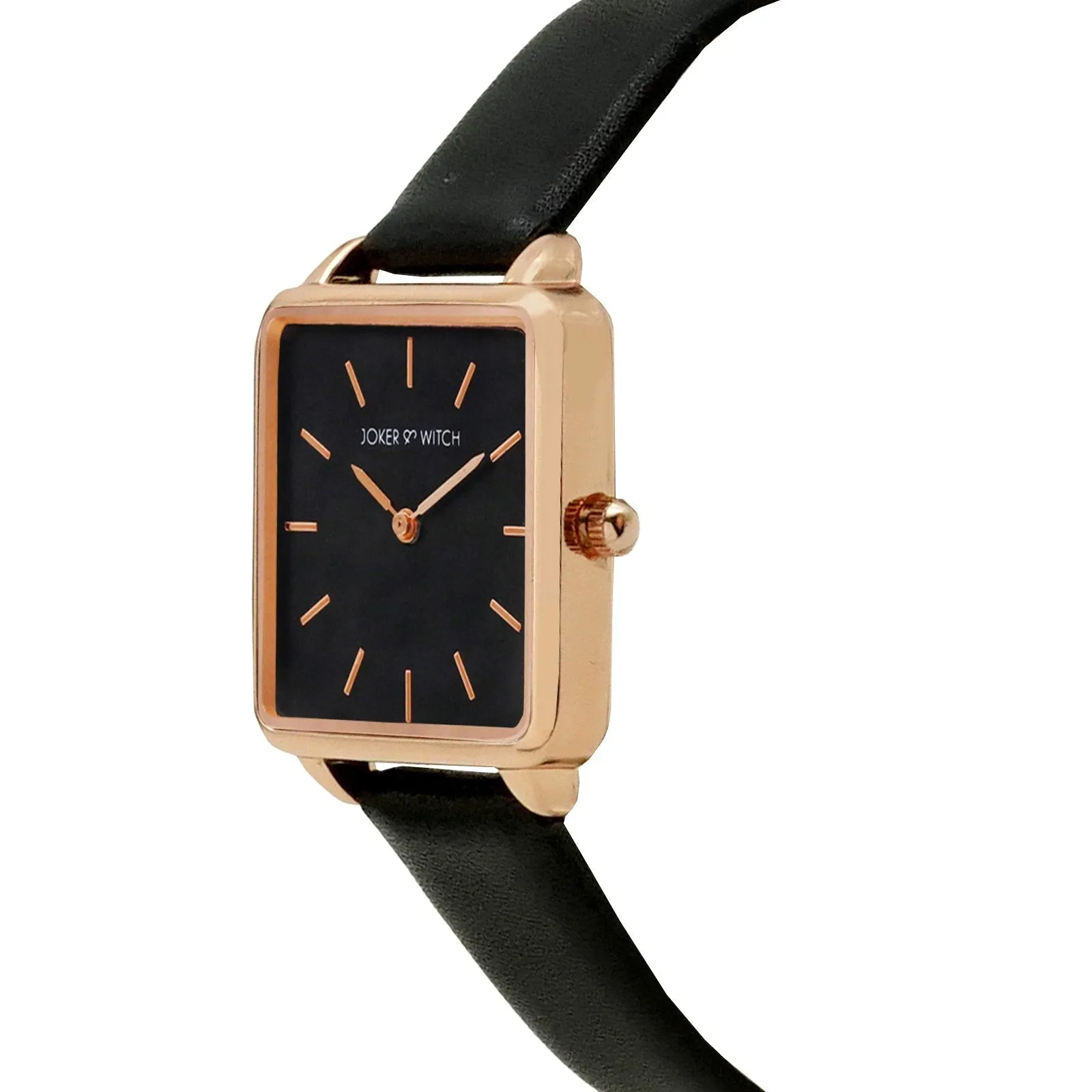 Emily Square Dial Rosegold All Black Watch