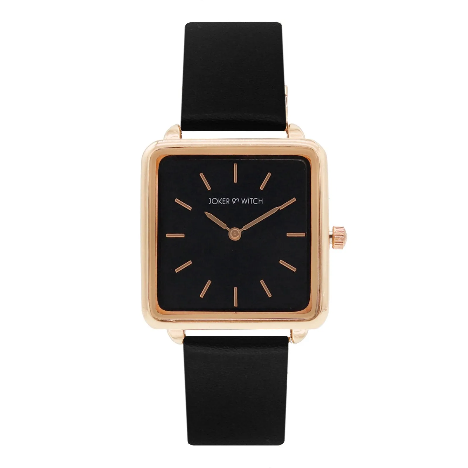 Emily Square Dial Rosegold All Black Watch