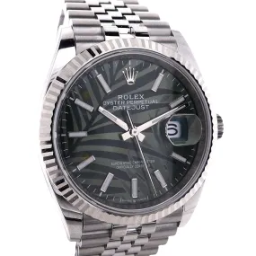 Estate Rolex Oyster Perpetual Datejust with Green Fern Dial In Stainless Steel 126234