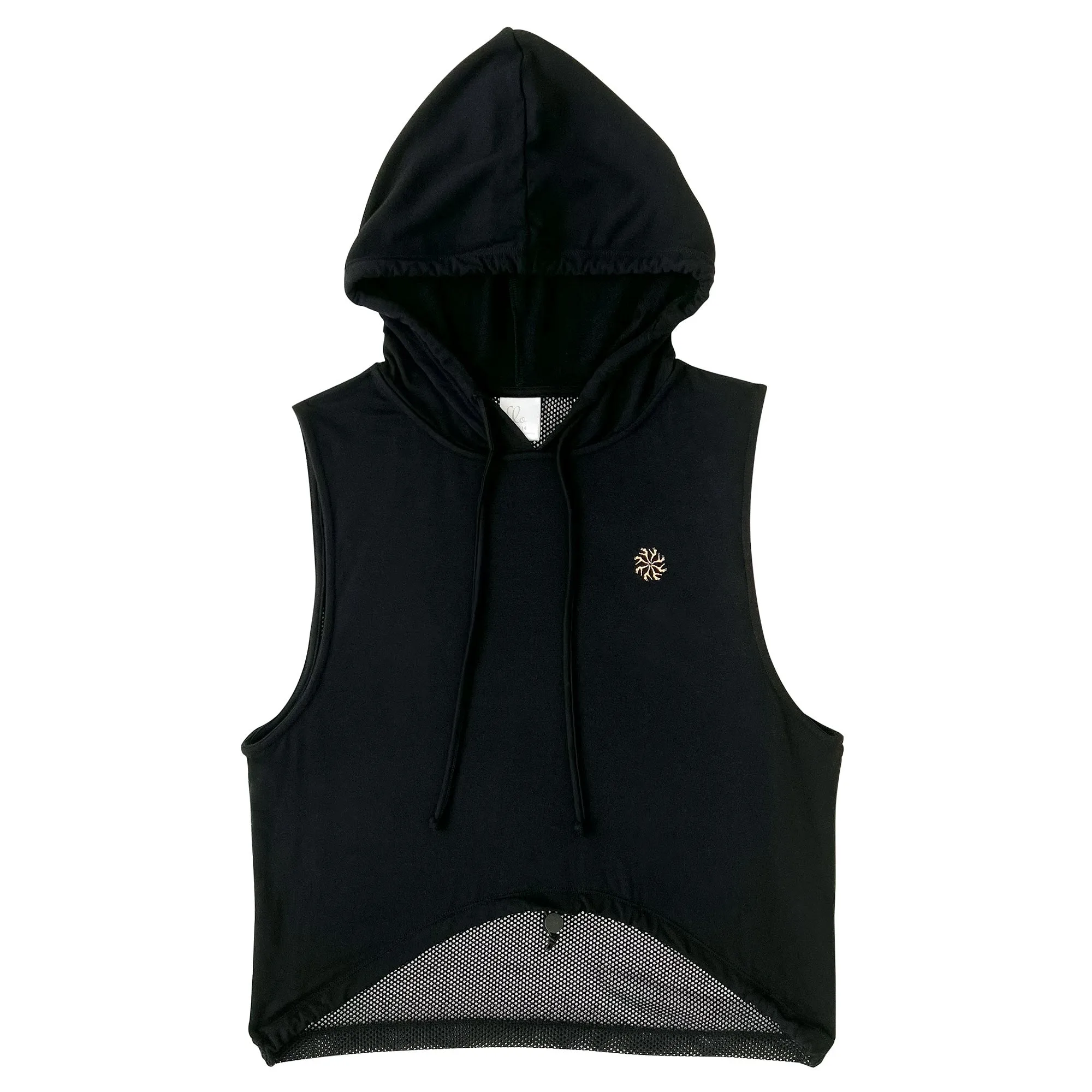 Frankie: Sleeveless Hoody with Drawstring Hem in Black