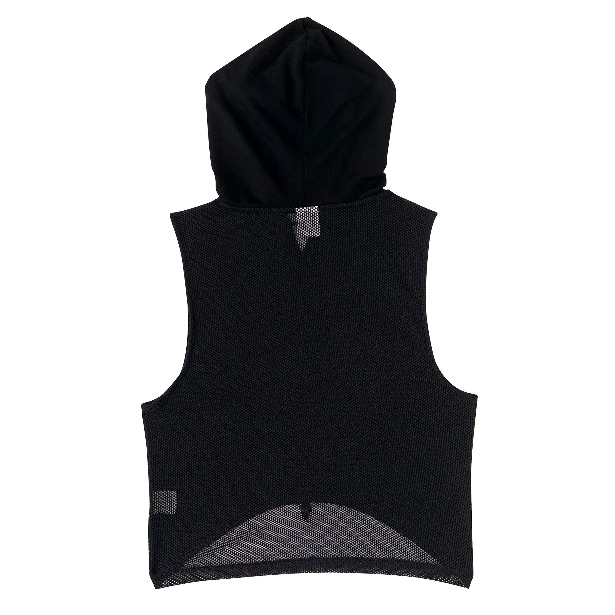 Frankie: Sleeveless Hoody with Drawstring Hem in Black