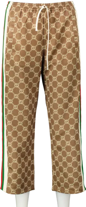 Gucci Olive Green / Red / Cream Interlocking G Snap Button Track Bottoms UK XS