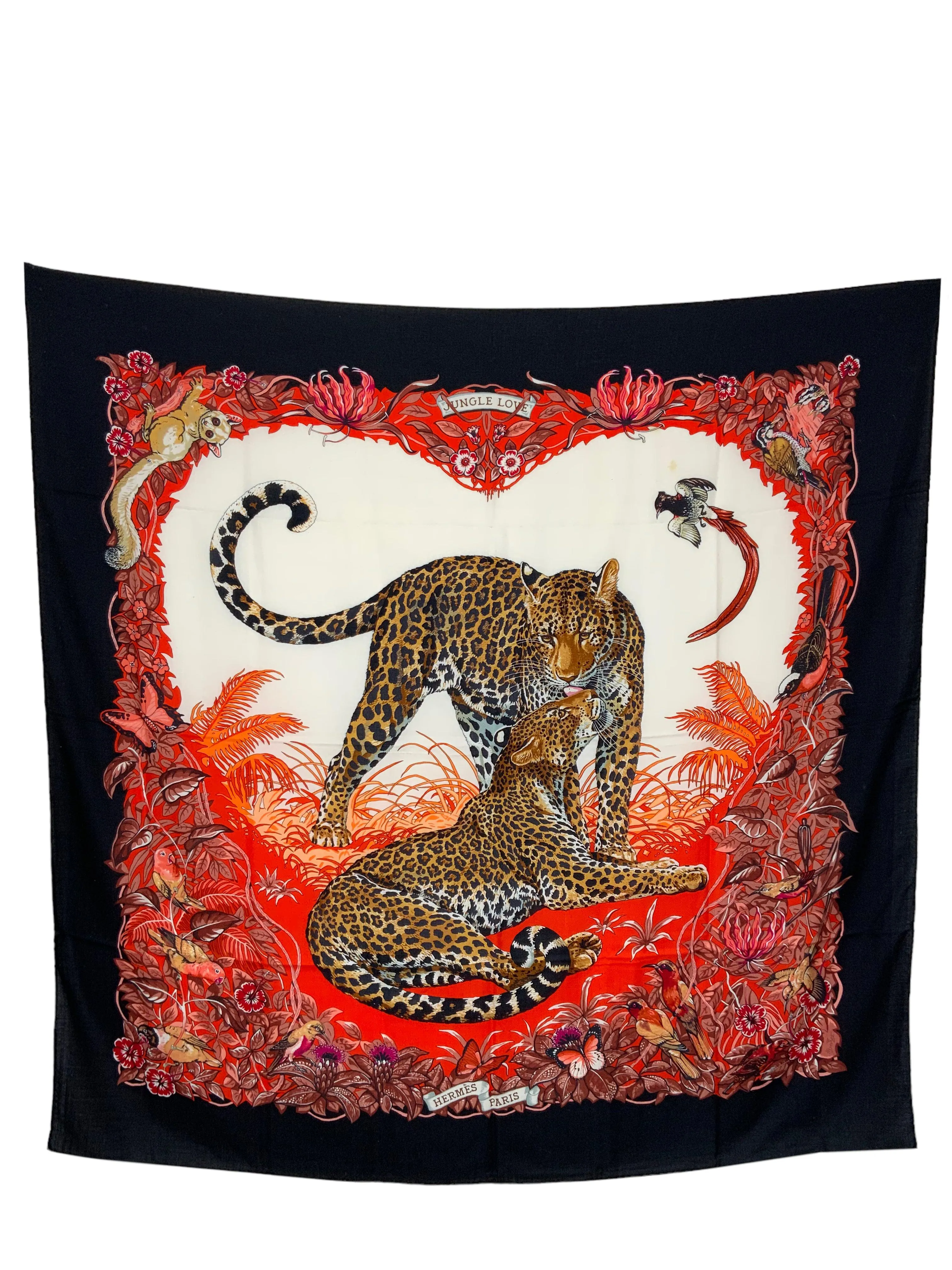 Hermes Jungle Love Luxury Cashmere Shawl Scarf, Size 140