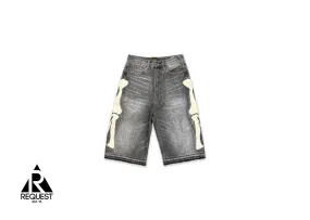 Kapital Bone 5 Pocket Denim Shorts Grey