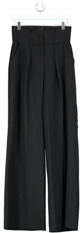 Karen Millen Black High Waisted Pleat Front Wide Leg Trousers UK 8