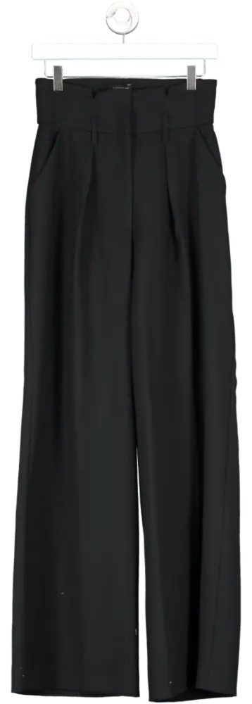 Karen Millen Black High Waisted Pleat Front Wide Leg Trousers UK 8