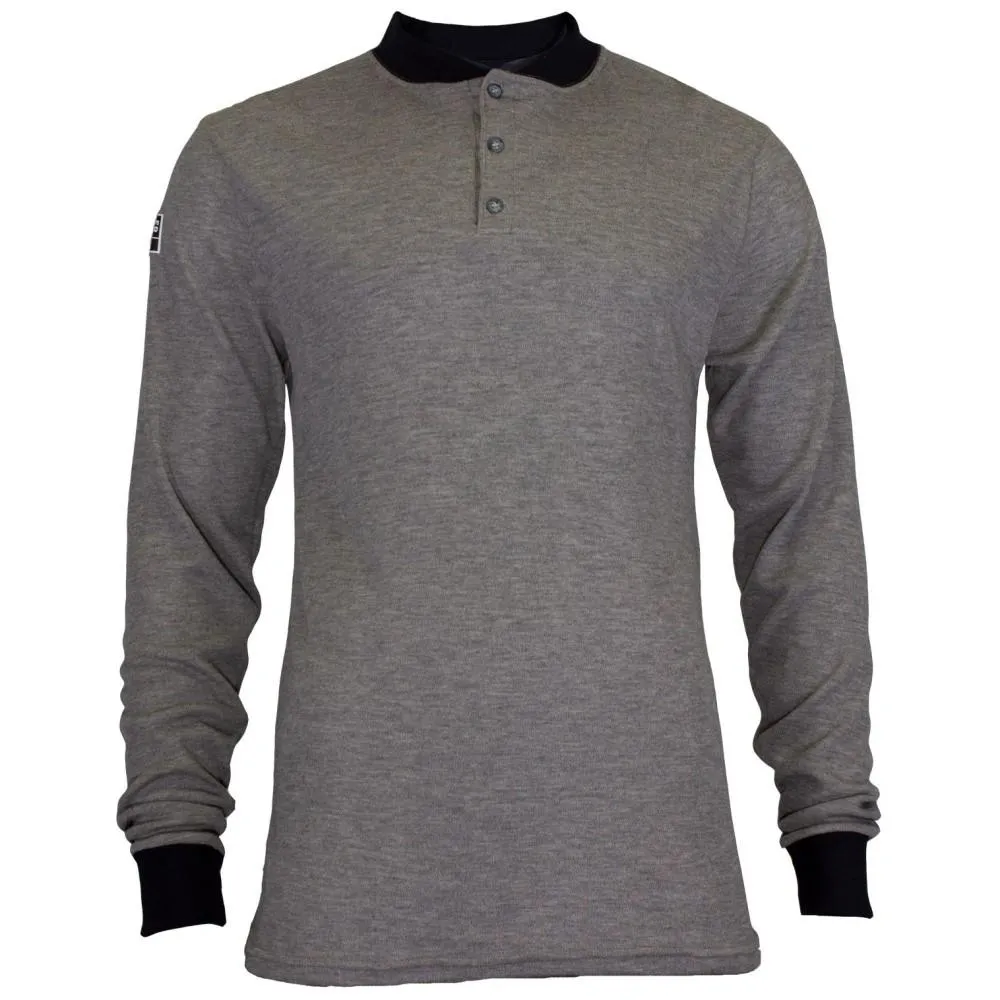 Long Sleeve Henley - Flash Fire (FR) and Arc Flash Resistant, Rib Knit Cuffs, Lightweight, Performance Fabric