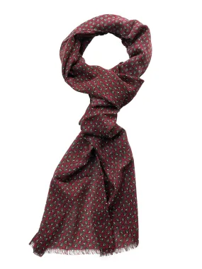 Maroon & Grey Abstract Print Wool Scarf