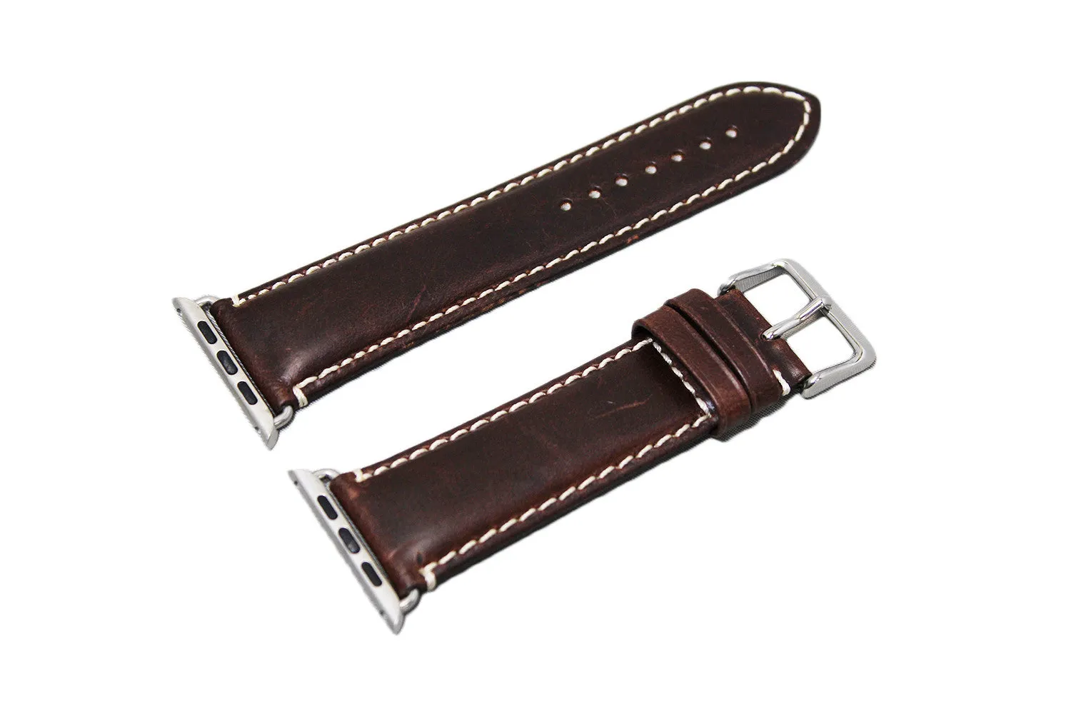 Mitri Genuine Leather Brown Watch Strap With Contrast Stitching For Apple Watch