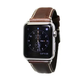 Mitri Genuine Leather Brown Watch Strap With Contrast Stitching For Apple Watch