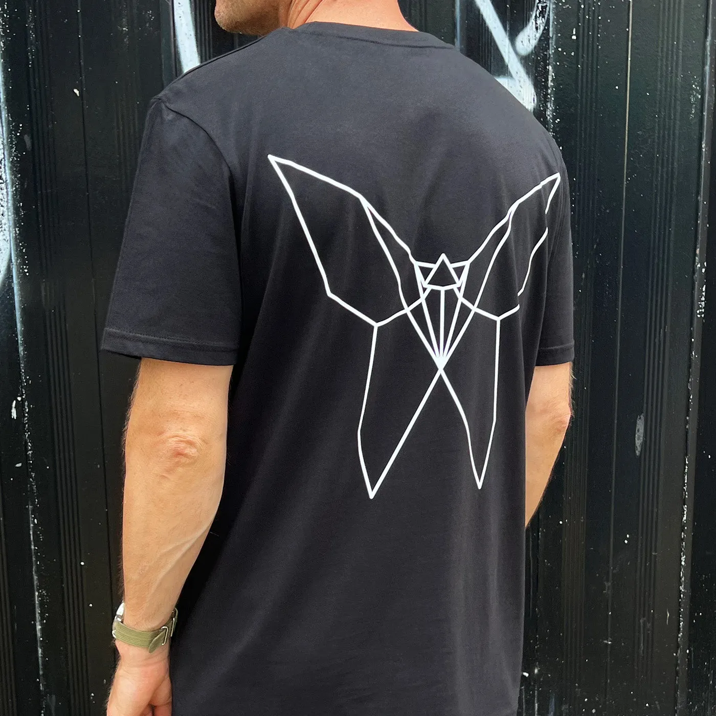 Origami Butterfly Back Print - Tshirt - Black