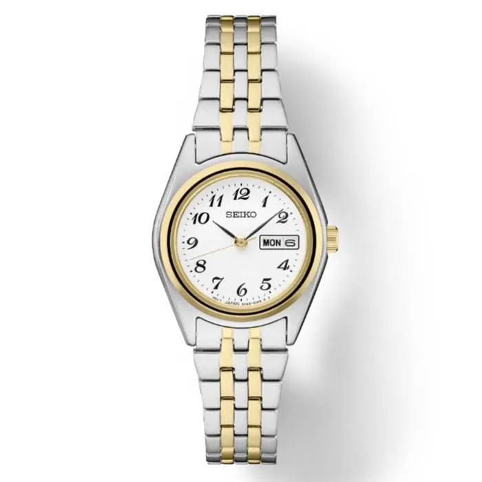 Seiko 25MM White Dial Watch in Two-Tone Stainless Steel