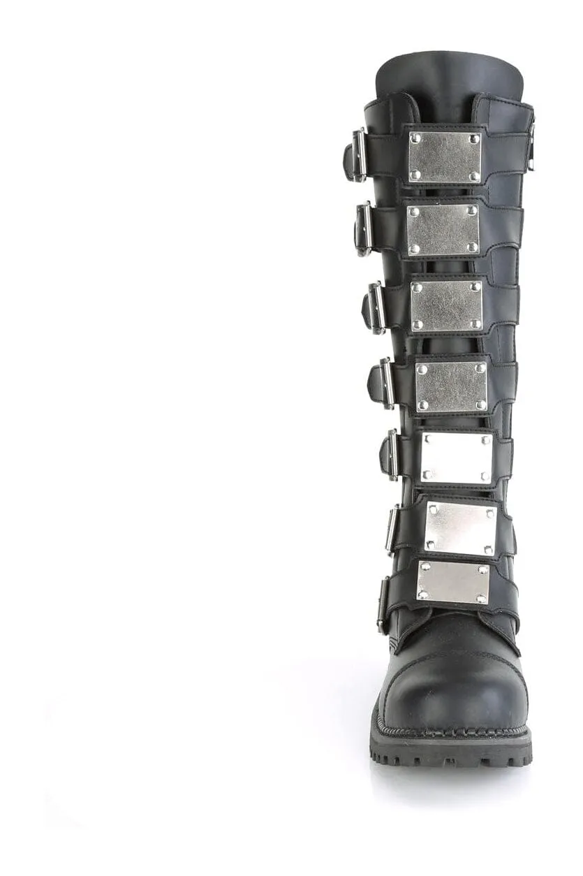 SS-RIOT-21MP Black Vegan Leather Knee Boot