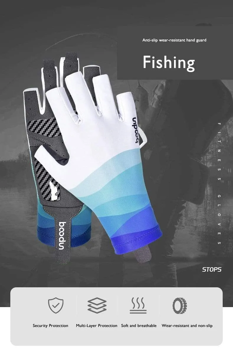 Summer Men Women Fishing Gloves Half Finger Breathable Cool Fabric Non-Slip Silicone Lure Fishing Sailing Sports Glove