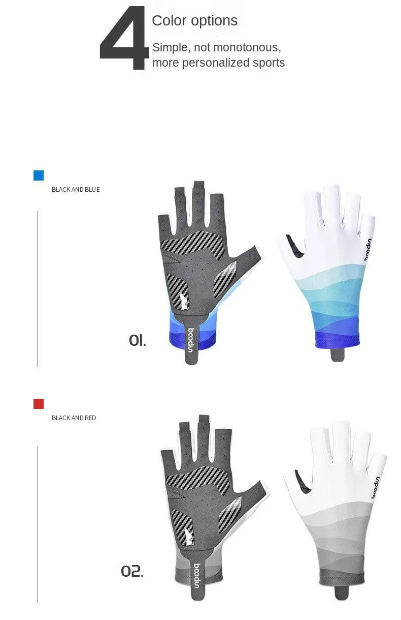 Summer Men Women Fishing Gloves Half Finger Breathable Cool Fabric Non-Slip Silicone Lure Fishing Sailing Sports Glove