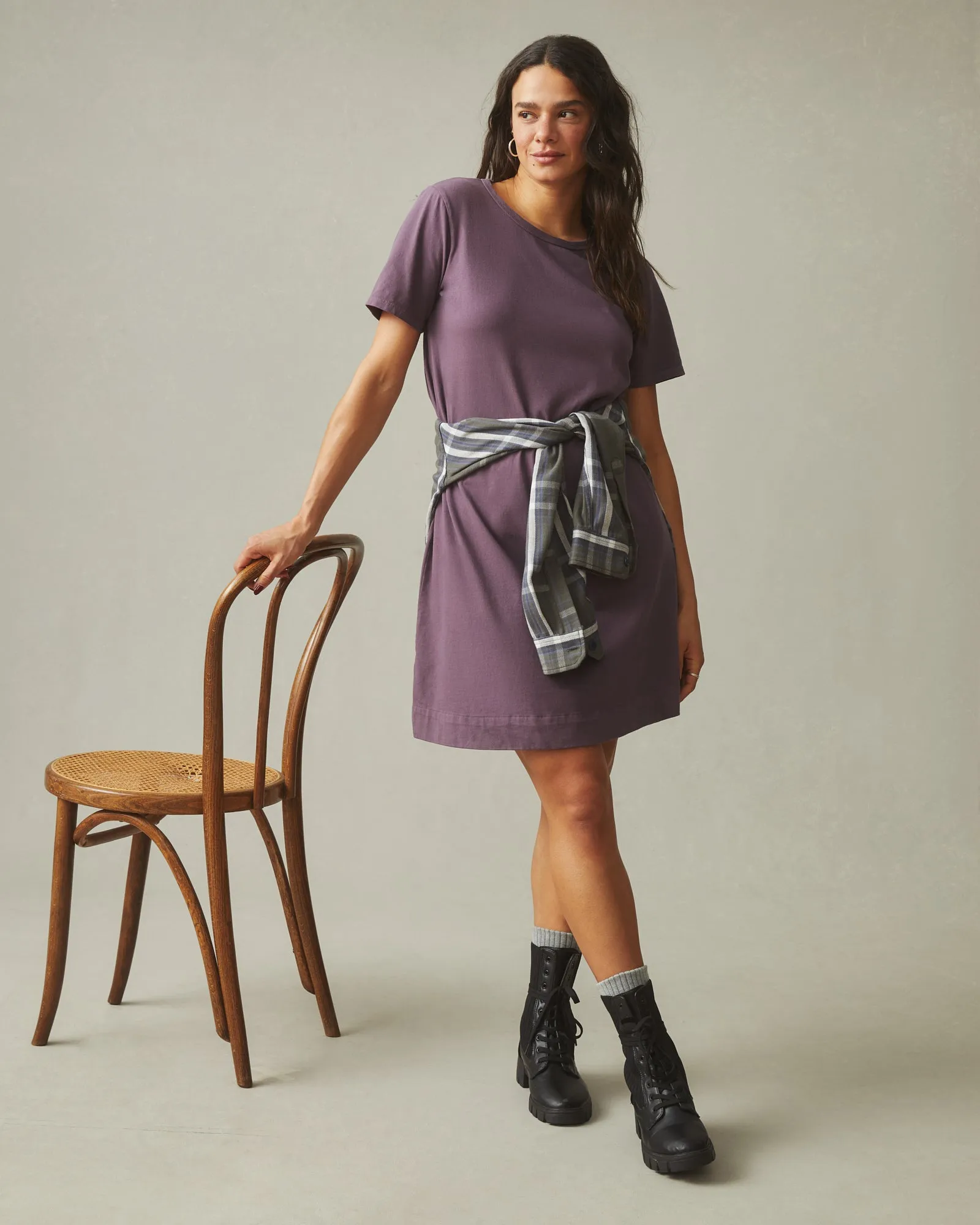 T-Shirt Dress - Black Plum