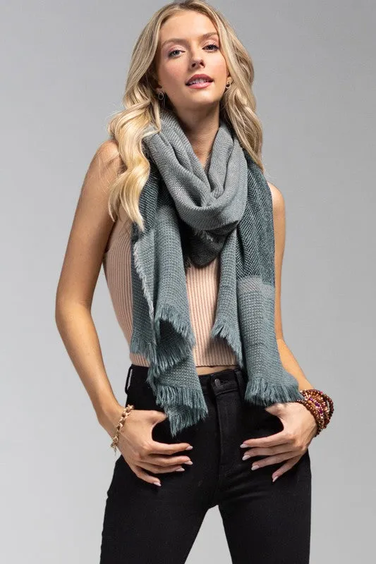 Textured Oblong Scarf-Blue