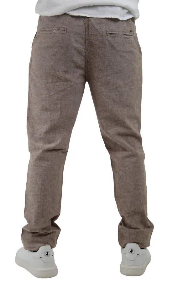 Trez men's casual trousers in Poly linen 2233 M46439 737 light brown