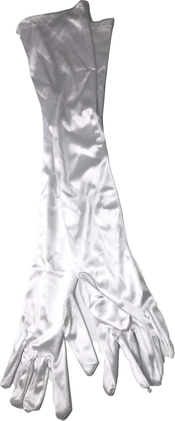 White Satin Elbow Length Gloves One Size